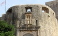 St Blaise statue on top of the Pile Gate, main western gate of the old town, Dubrovnik, Croatia Royalty Free Stock Photo