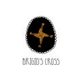 St. Brigid`s cross emblem. Imbolc celebration and wheel of the year concept