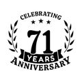 71 years anniversary celebration logotype. 71st anniversary logo. Vector and illustration. Royalty Free Stock Photo