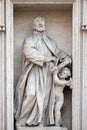 St Cajetan statue on the portal of Sant Andrea della Valle Church in Rome, Italy