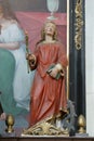 St. Catherine of Alexandria statue on the altar of St. Anne at the Church of the Holy Three Kings in Stara Ploscica, Croatia Royalty Free Stock Photo