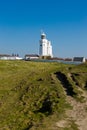 St Catherine`s Lighthouse on Isle of Wight at Watershoot Bay in Royalty Free Stock Photo