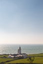 St Catherine`s Lighthouse on Isle of Wight at Watershoot Bay in Royalty Free Stock Photo
