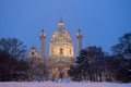 St. Charles Church in Vienna. Peaceful evening after strong snowfall makes the Church look more pacified that usual