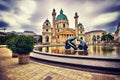 St. Charles`s Church, Karlskirche in Vienna, Austria. Instagram Royalty Free Stock Photo