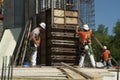 ST. CHARLES, UNITED STATES - Dec 23, 2008: Construction workers building concrete forms