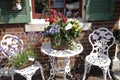 ST. CHARLES, UNITED STATES - Dec 23, 2008: patio chairs and flowers