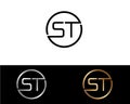 ST circle Shape Letter logo Design