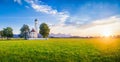 St. Coloman Church at sunset, Bavaria, Germany Royalty Free Stock Photo