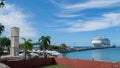 St. Croix- Fort Frederik - ClockTower- Marketplace-Cruise Ship Royalty Free Stock Photo