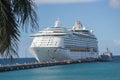 St. Croix--Royal Caribbean Cruise Ship Docked and People on Pier Royalty Free Stock Photo