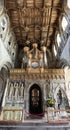 St Davids Cathedral Rood screen and ceiling vertical panorama Royalty Free Stock Photo