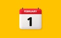 1st day of the month icon. Event schedule date. Calendar date 3d icon. Vector Royalty Free Stock Photo