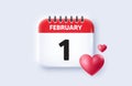 1st day of the month icon. Event schedule date. Calendar date 3d icon. Vector Royalty Free Stock Photo