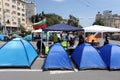 The 31st day of the protest against the government and the chief prosecutor set up barricades on Orlov most Eagle Bridge in