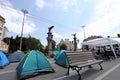 The 31st day of the protest against the government and the chief prosecutor set up barricades on Orlov most Eagle Bridge