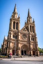 Front vertical view of St. Peter`s Cathedral facade an Anglican cathedral church in Adelaide SA Australia Royalty Free Stock Photo