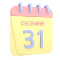 31st December 3D calendar icon