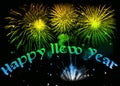 Happy New Year Night Sky, Fireworks Background Royalty Free Stock Photo