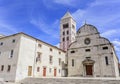 St. Donat church, forum and Cathedral of St. Anastasia bell tower in Zadar. Royalty Free Stock Photo