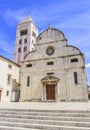 St. Donat church, forum and Cathedral of St. Anastasia bell tower in Zadar. Royalty Free Stock Photo