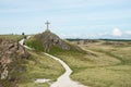 St Dwynwen`s Cross, a monument on Llanddwyn Island in Anglesey, North Wales Royalty Free Stock Photo