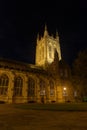 St Edmundsbury Cathedral in Bury St Edmunds at night with path a