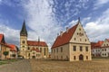 St. Egidius Basilica and city hall in old city of Bardejov, Slov