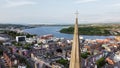 St Eugene& x27;s Cathedral Derry Spire Cross from above