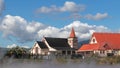 St. Faith`s Anglican Church by lake in Rotorua, New Zealand Royalty Free Stock Photo