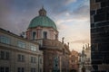 St. Francis of Assisi Church Church of St Francis Seraph at Krizovnicke Square at sunset - Prague, Czech Republic