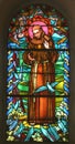 St Francis of Assisi, stained glass window in the church of St Joseph in Nazareth, Israel Royalty Free Stock Photo