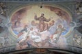 St Francis of Assisi surrounded by angels, fresco in the Franciscan Church of the Annunciation in Ljubljana, Slovenia
