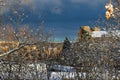 St. Francis Cathedral in Santa Fe with winter snow