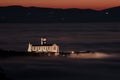 St Francis church Assisi over a sea of fog