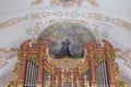 St. Francis kneeling on a cloud surrounded by music making angels, church of St. Francis Xavier in Lucerne