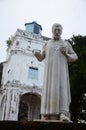 St. Francis Xavier statue in front of the ruins of St Paul`s Church in Malacca Malaysia Royalty Free Stock Photo