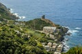 Convent and Genoese tower at Marine de Scalo in Corsica Royalty Free Stock Photo