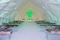 The world-renowned seasonal Ice HotelÃ¢â¬â¢s spectacular chapel illuminated in green