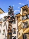 St George and dragon, polychrome statue of fountain of St George 1548, Solothurn, Solothurn, Switzerland, Europe Royalty Free Stock Photo