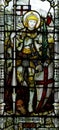 St. George with the dragon in stained glass