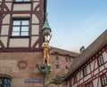 St. George and dragon Statue on a building at Tiergatnertor Square - Nuremberg, Bavaria, Germany Royalty Free Stock Photo