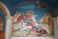 St. George fresco on the wall of the monastery, Cyprus Royalty Free Stock Photo