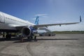 JetBlue plane on tarmac at Maurice Bishop International Airport in Grenada Royalty Free Stock Photo