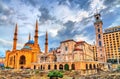 St. George Maronite Cathedral and the Mohammad Al-Amin Mosque in Beirut, Lebanon