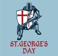 St.George`s Day card with knight. Royalty Free Stock Photo