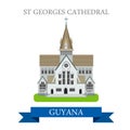 St Georges Cathedral in Guyana vector flat attraction landmarks