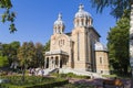 The Saint Gheorghe church from the central park in Tecuci