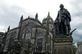 St. Gile`s Cathedral and the Statue of Adam Smith, Edinburgh, Sc Royalty Free Stock Photo