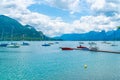 Boats on Wolfgangsee lake in Sankt Gilgen, Austria Royalty Free Stock Photo